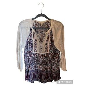 Vintage America Long-Sleeve Peasant Boho Top. Sz.S